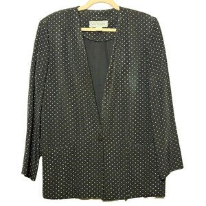 Norton McNaughton 1990s Vintage Women's Black Polka Dot Jacket Blazer 10 EVC